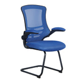 Nautilus Designs Luna Designer High Back Mesh Blue Cantilever Visitor Chair With Folding Arms and Black Shell/Frame - BCM/L1302V/BL DD